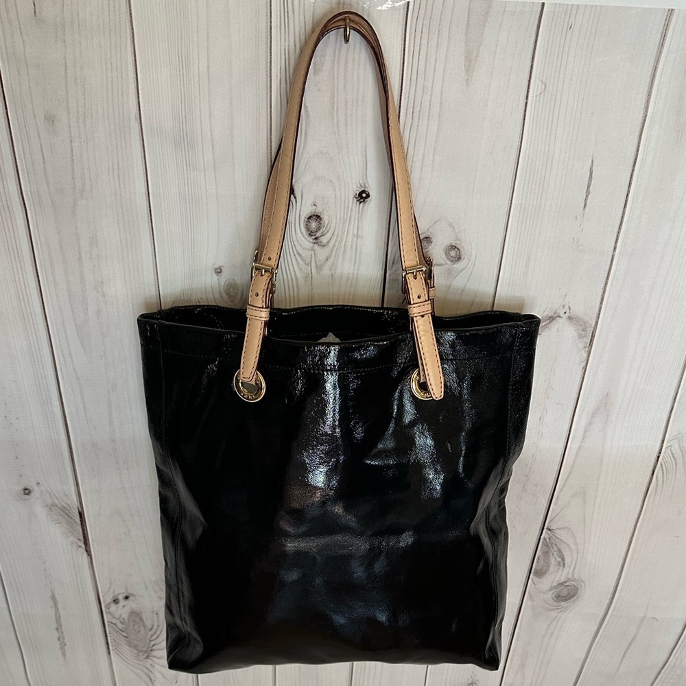 Michael Kors Black Patent Leather Tote Bag